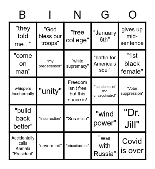 Sleepy Joe's SOTU Bedtime BINGO Card
