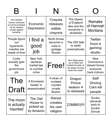 2022 Bingo Card