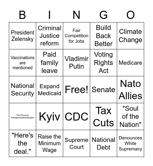 Biden Bingo  Olivia Tourangeau Bingo Card