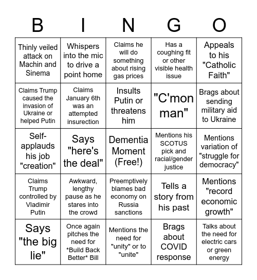 SlurOfTheUnion Bingo Card
