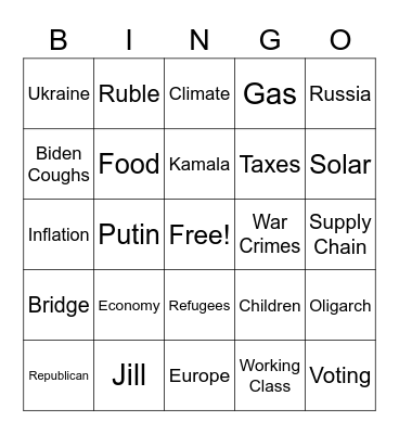 SOTU 2022 Bingo Card