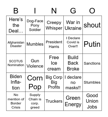 Biden’s State of the Union Bingo Card