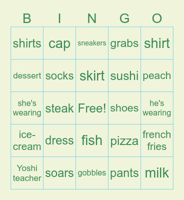 Vocab bingo Card