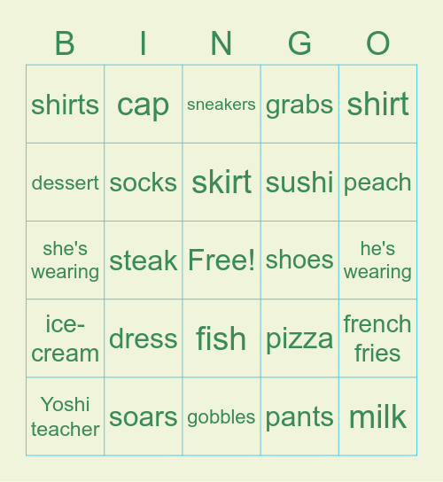 Vocab bingo Card