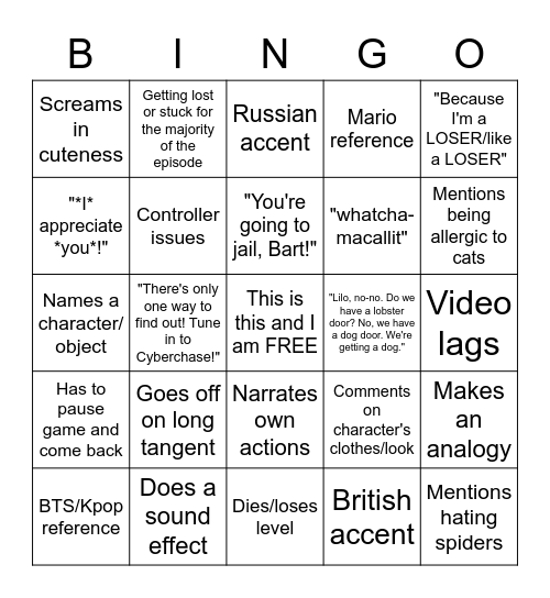 DevinCrystie BINGO Card Bingo Card