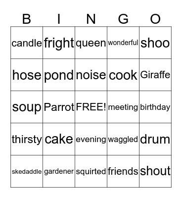 Know Your Words! Bingo Card
