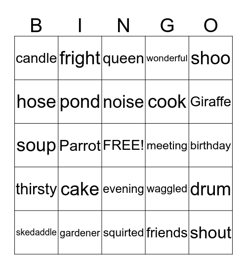 Know Your Words! Bingo Card