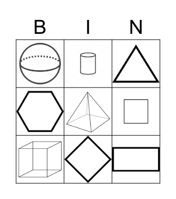 2D and 3D Shapes Bingo Card