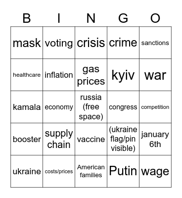 Biden Bingo Card