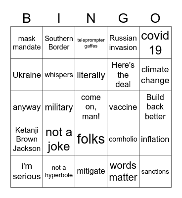 Biden Bingo Card