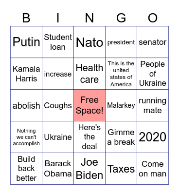 Joe Biden Bingo Card
