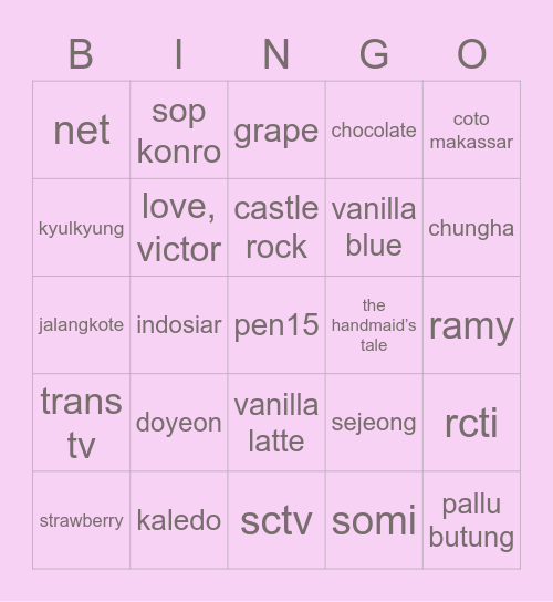 yr’s back Bingo Card