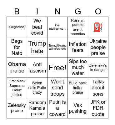 Biden Bingo Card