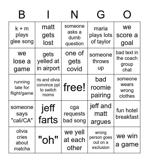 cali bussy Bingo Card