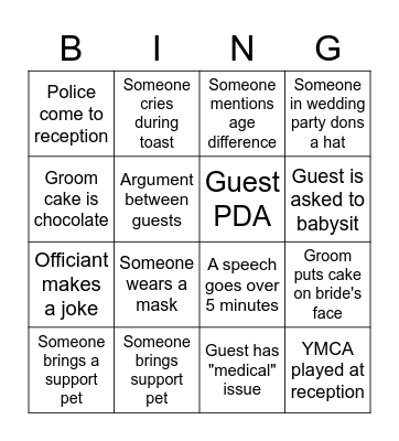 Wedding Bingo Card