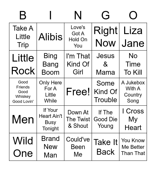 90s Country Cover Beefs Bingo Card