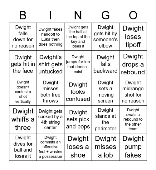 Dwight Powell bone-headed bingo Card
