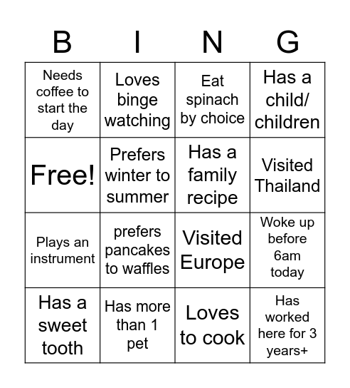 Get To Know Me Bingo!! Bingo Card