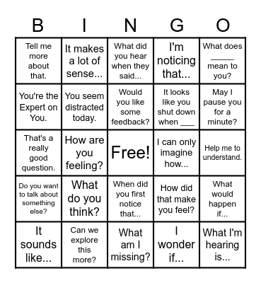 Counsellor Bingo Card