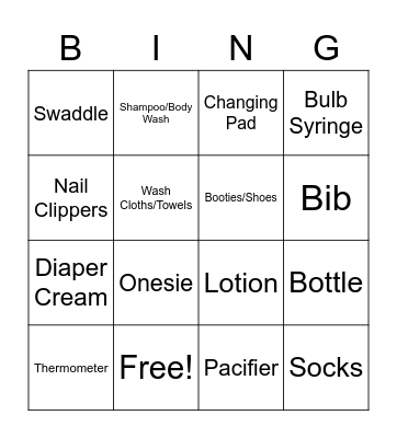 BABY GRANT PRESENT Bingo Card