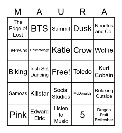 MAURA'S BIRTHDAY BINGO Card