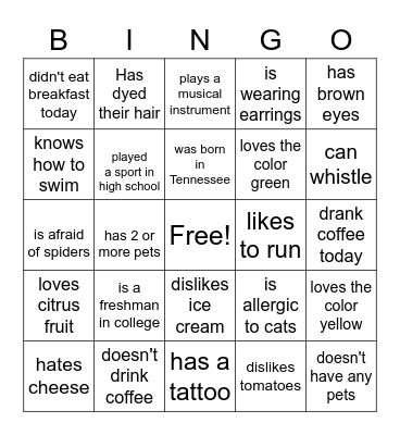Find Someone Who... Bingo Card