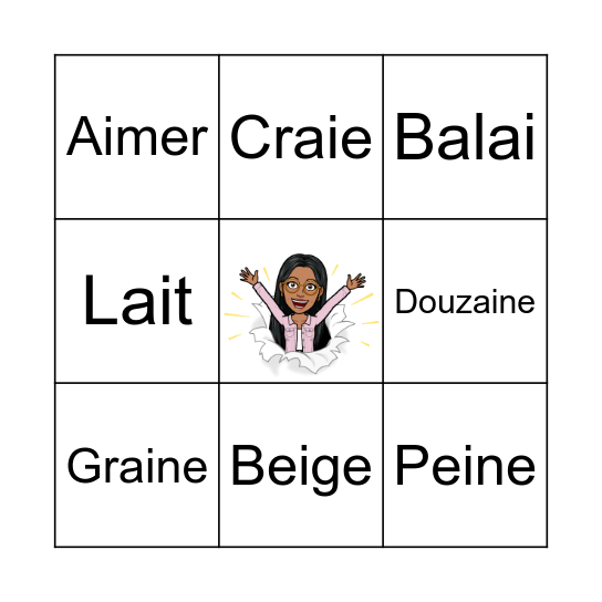 Les sons « AI/EI » Bingo Card