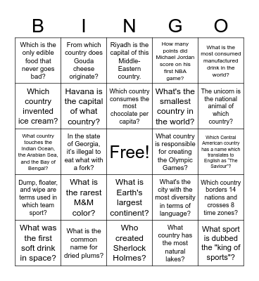 RIDDLE Bingo Card