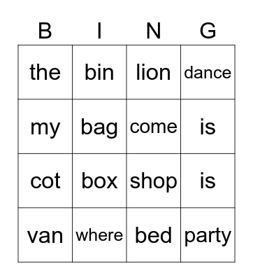 Where Is Lion? Bingo Card