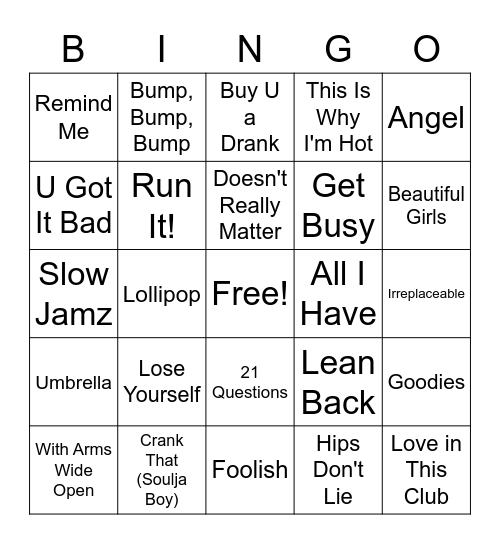 2000-2009 MIX Bingo Card