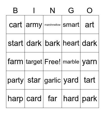 -AR Bingo Card