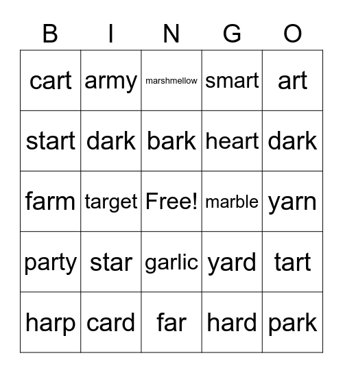 -AR Bingo Card