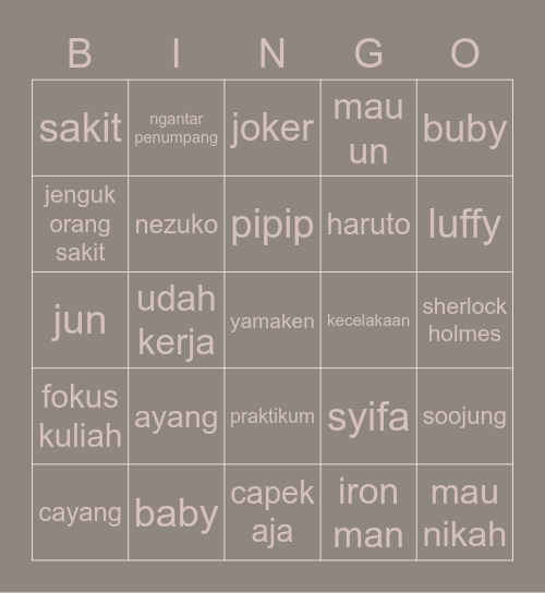 HARUTO's Bingo Card