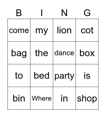 Where is Lion? Bingo Card