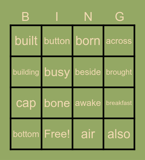 3rd Grade Bingo Card