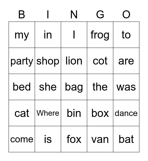 Where is Lion? Bingo Card