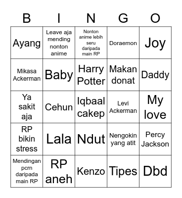 Untitled Bingo Card