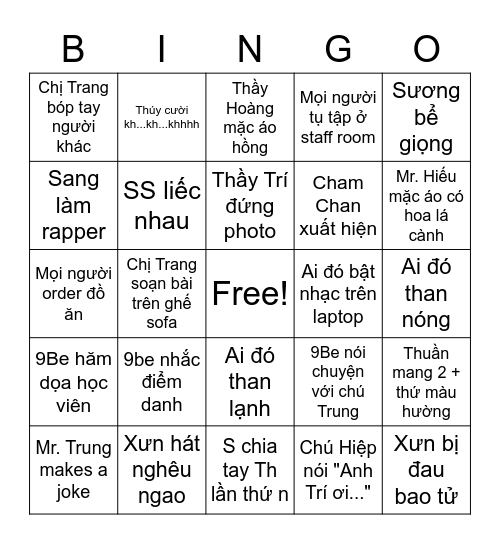 Vietop 2's Bingo Card