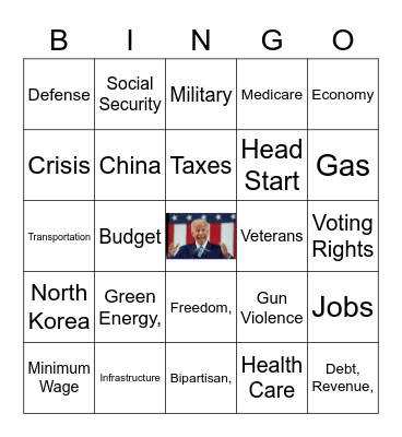 State of the union Bingo Card