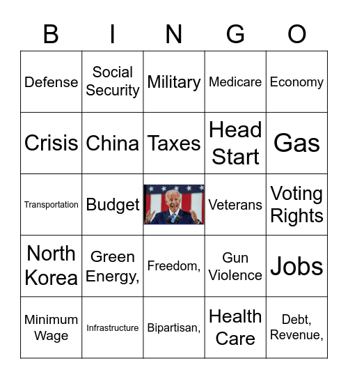 State of the union Bingo Card