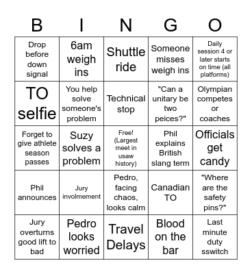 AO1 Officials Bingo Card