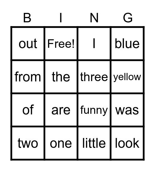 Tricky Word Bingo Up to 3rd 9 Weeks Bingo Card
