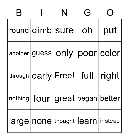 1-5a Bingo Card
