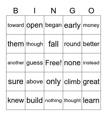1-5b Bingo Card