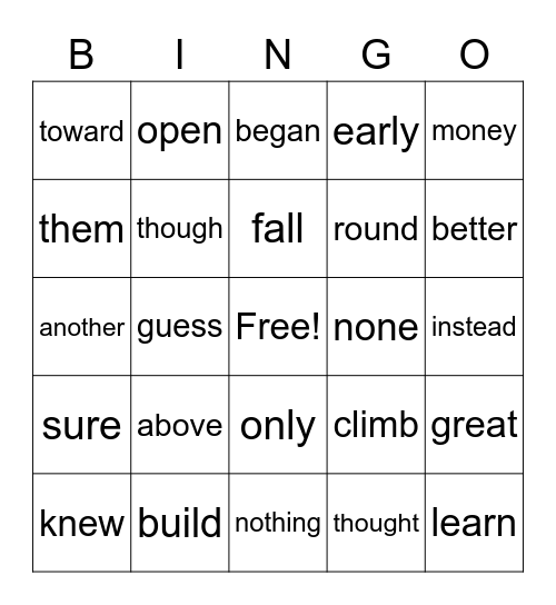 1-5b Bingo Card