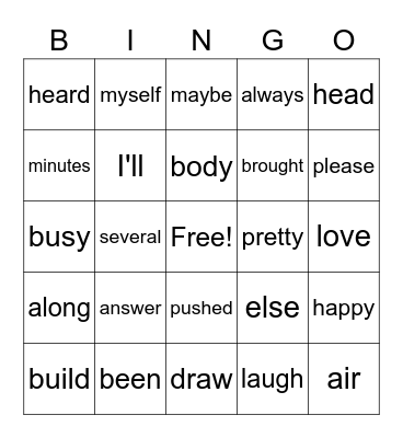 2-5a Bingo Card