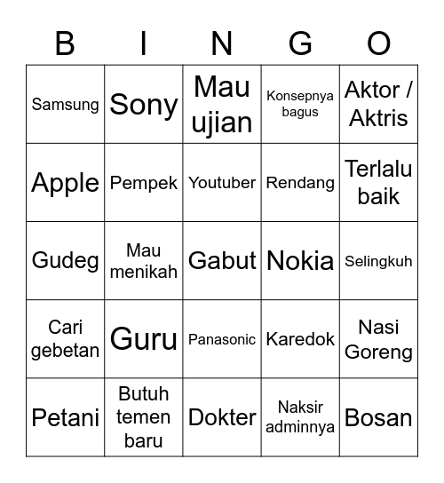 @Graviteis Bingo Card