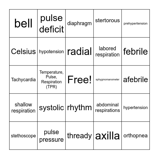 Medical Bingo II Bingo Card