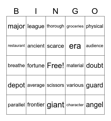 Red Word BINGO Card