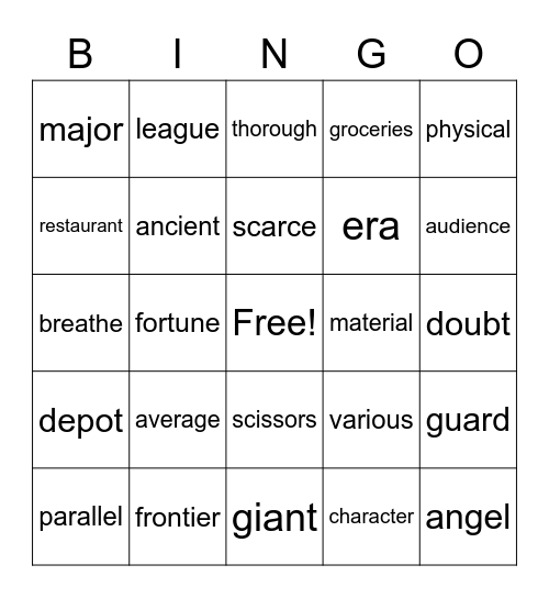 Red Word BINGO Card